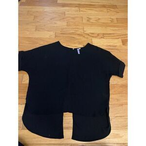 Alya women's Black High-Low Hem Short Sleeve Blouse With Back Zipper size medium